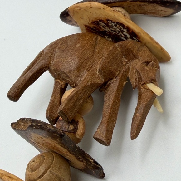 Handcrafted Safari Carved Animal with wooden beads Statement Necklace - Picture 5 of 9